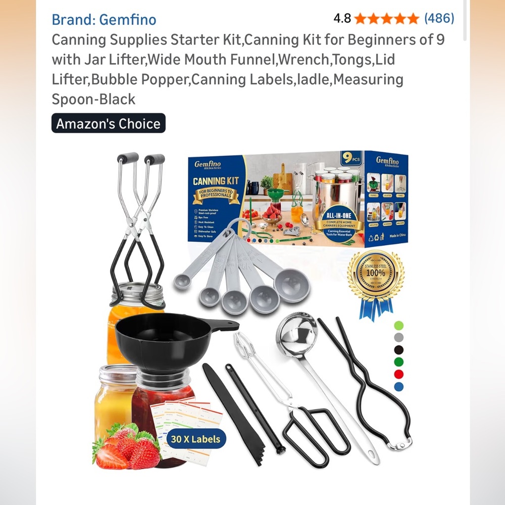 Gemfino Canning Kit - 9-Piece Home Preserving Set